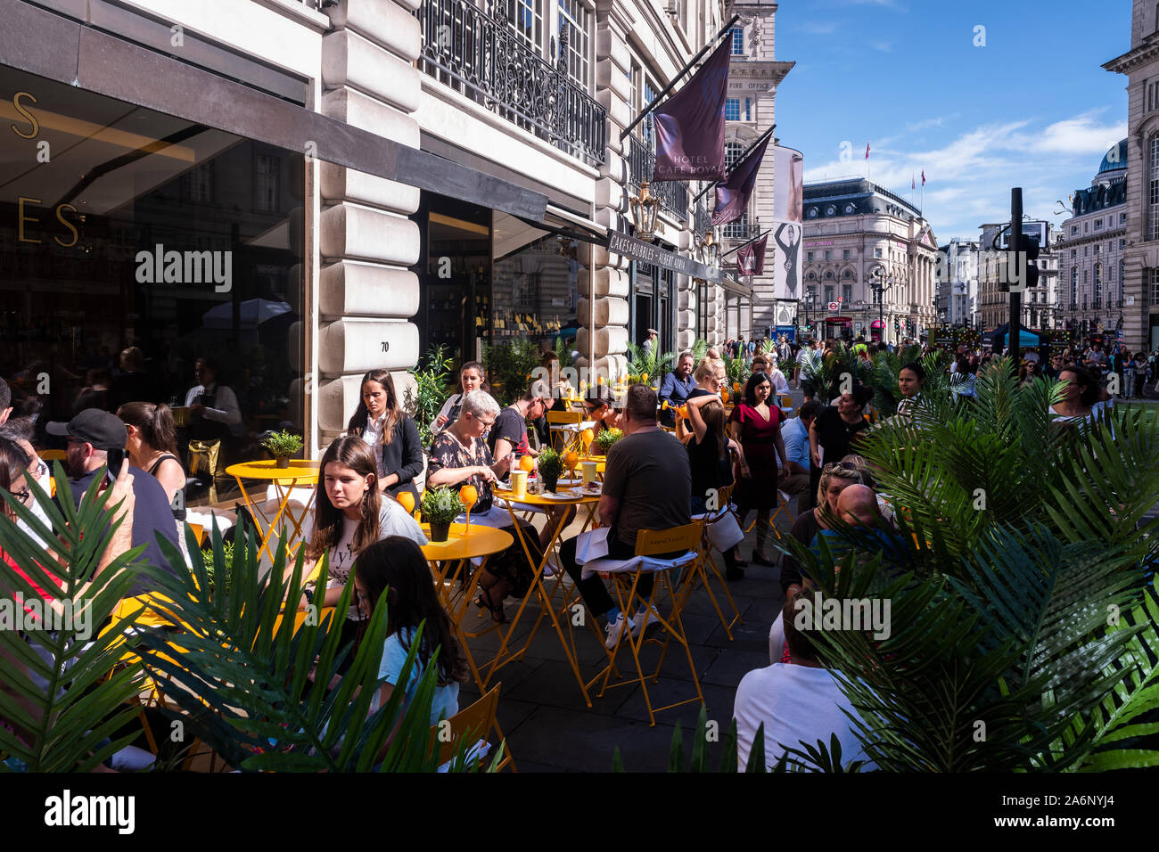 Traffic free street as Regent Street is closed off for the Summer Streets event in the City of Westminster, London, England, U.K. Stock Photo