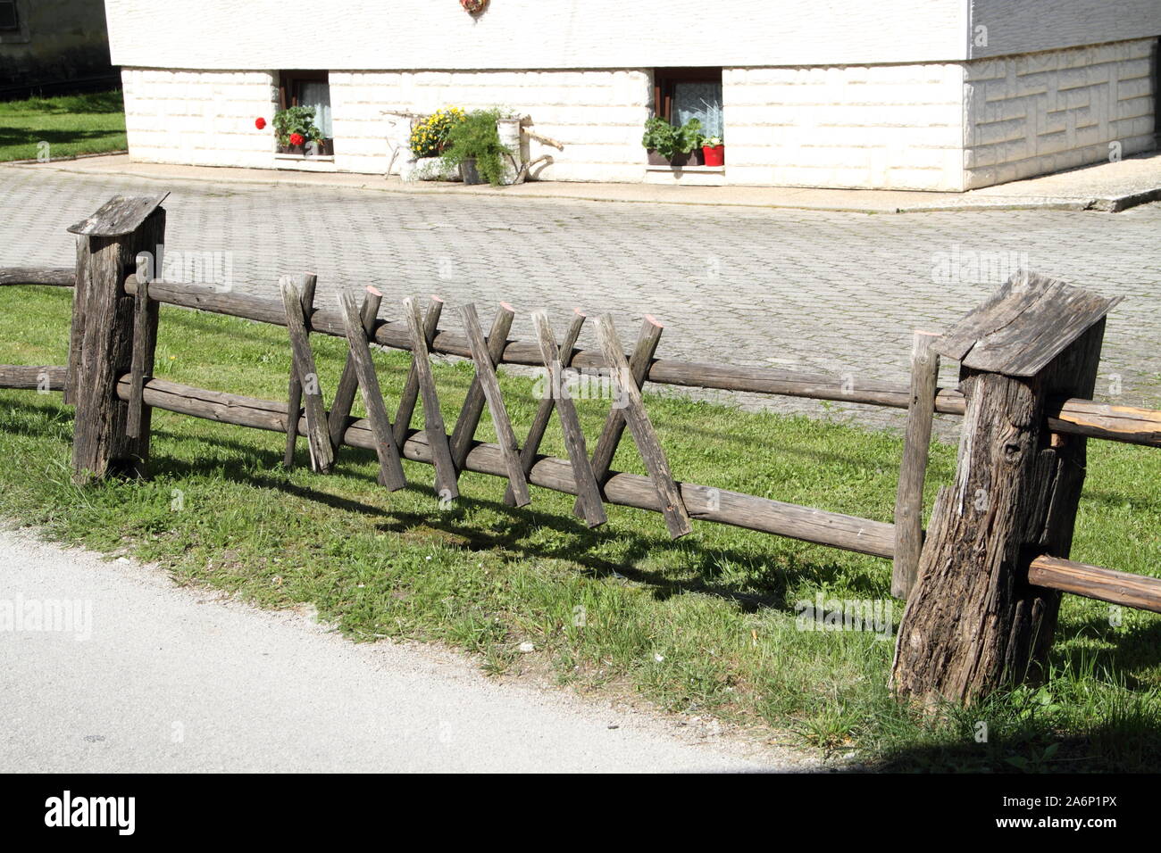 a old garden fence made of wood Stock Photo - Alamy