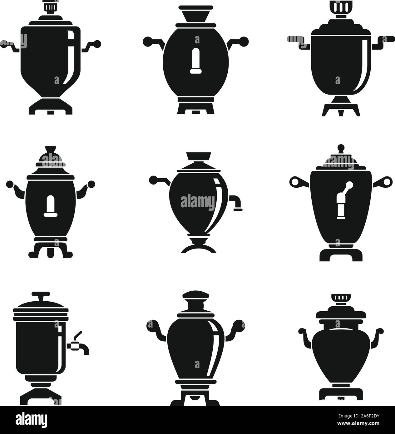 Samovar icons set. Simple set of samovar vector icons for web design on white background Stock Vector
