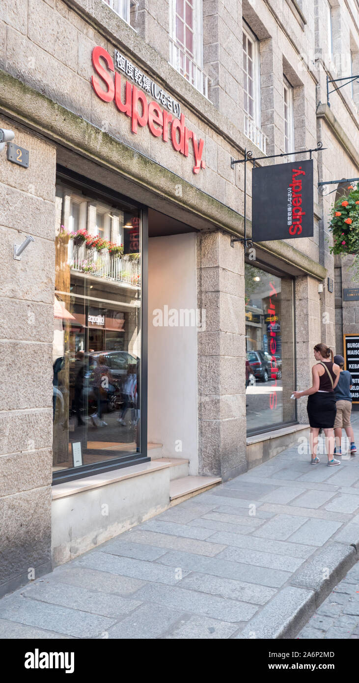 Superdry in france, clothing for man and woman, store front in France,Saint  malo 9-8-10 Stock Photo - Alamy