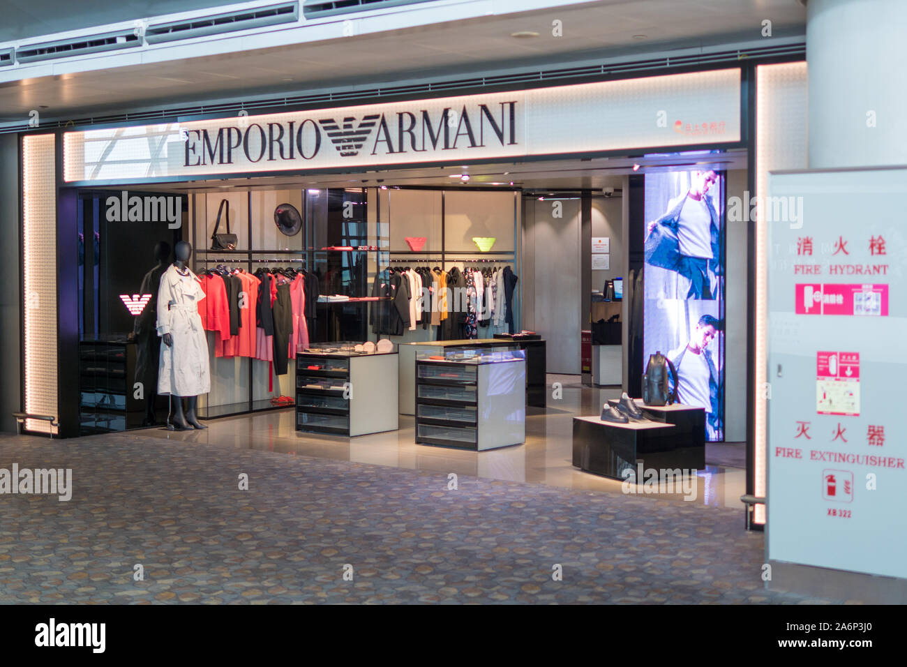 Emporio Armani in China Front store view Shanghai airport China