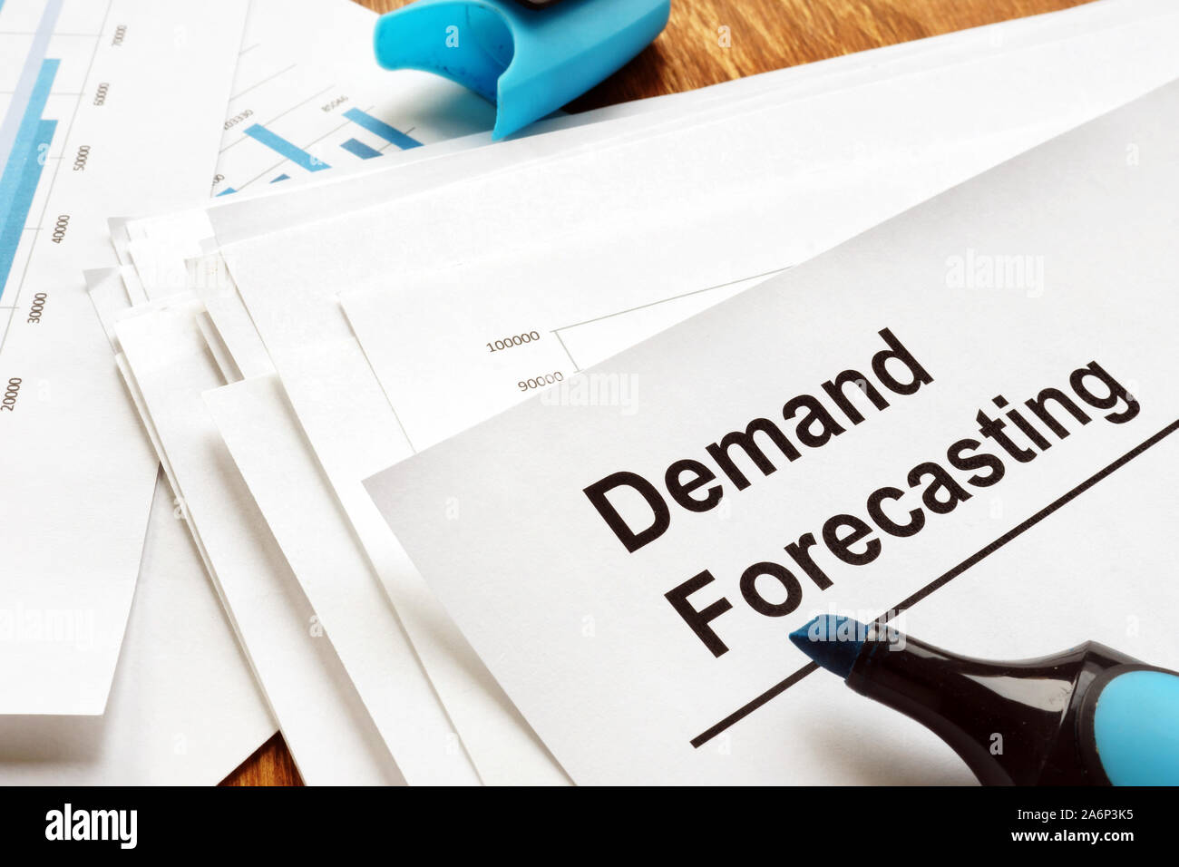 Demand forecasting report with charts and graphs. Stock Photo
