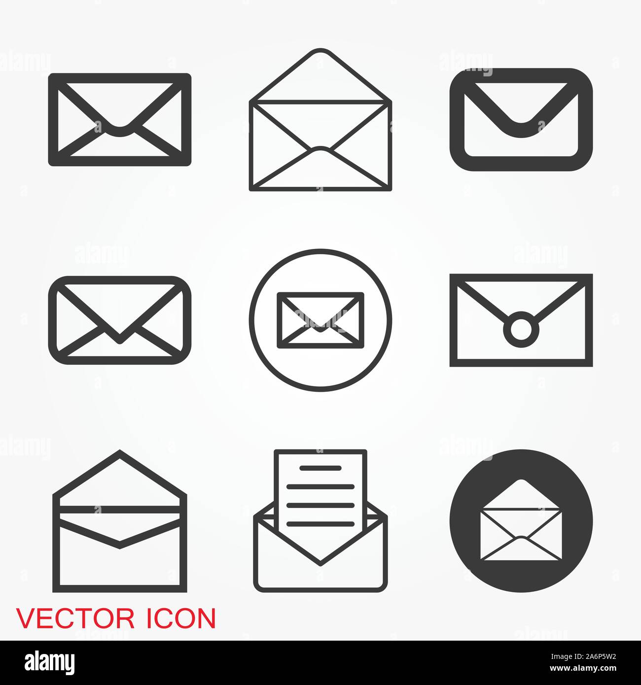 Envelope icon, vector mail envelope and letter symbol Stock Vector ...