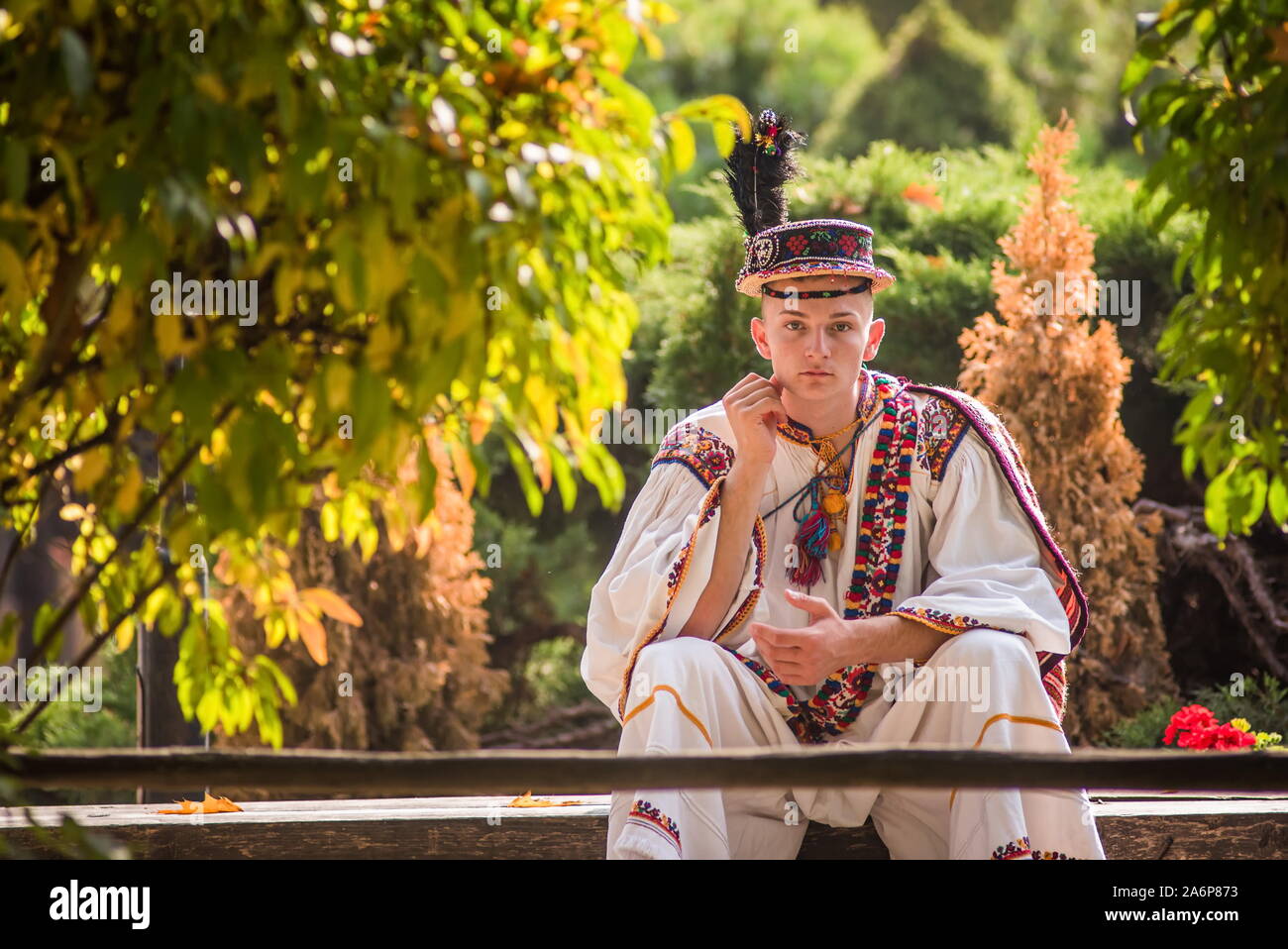Bucharest / Romania - October 26 2019: Romanian man portrait wearing  Traditional Folk costumes from Oas Area Stock Photo - Alamy