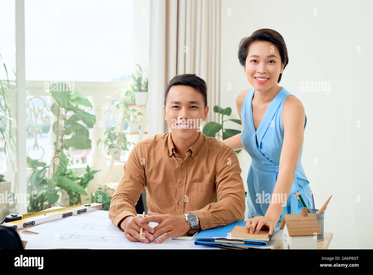 Business partners working on new project at modern office Stock Photo
