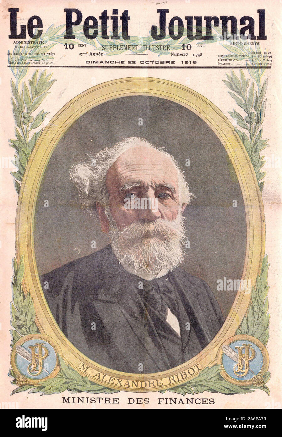 M. Alexandre Ribot, MINISTRE DES FINANCES - In 'Le Petit Journal' French illustrated newspaper -  1916 Stock Photo