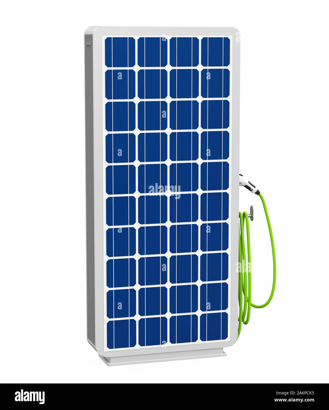 Solar Panel Car Charging Station Isolated Stock Photo