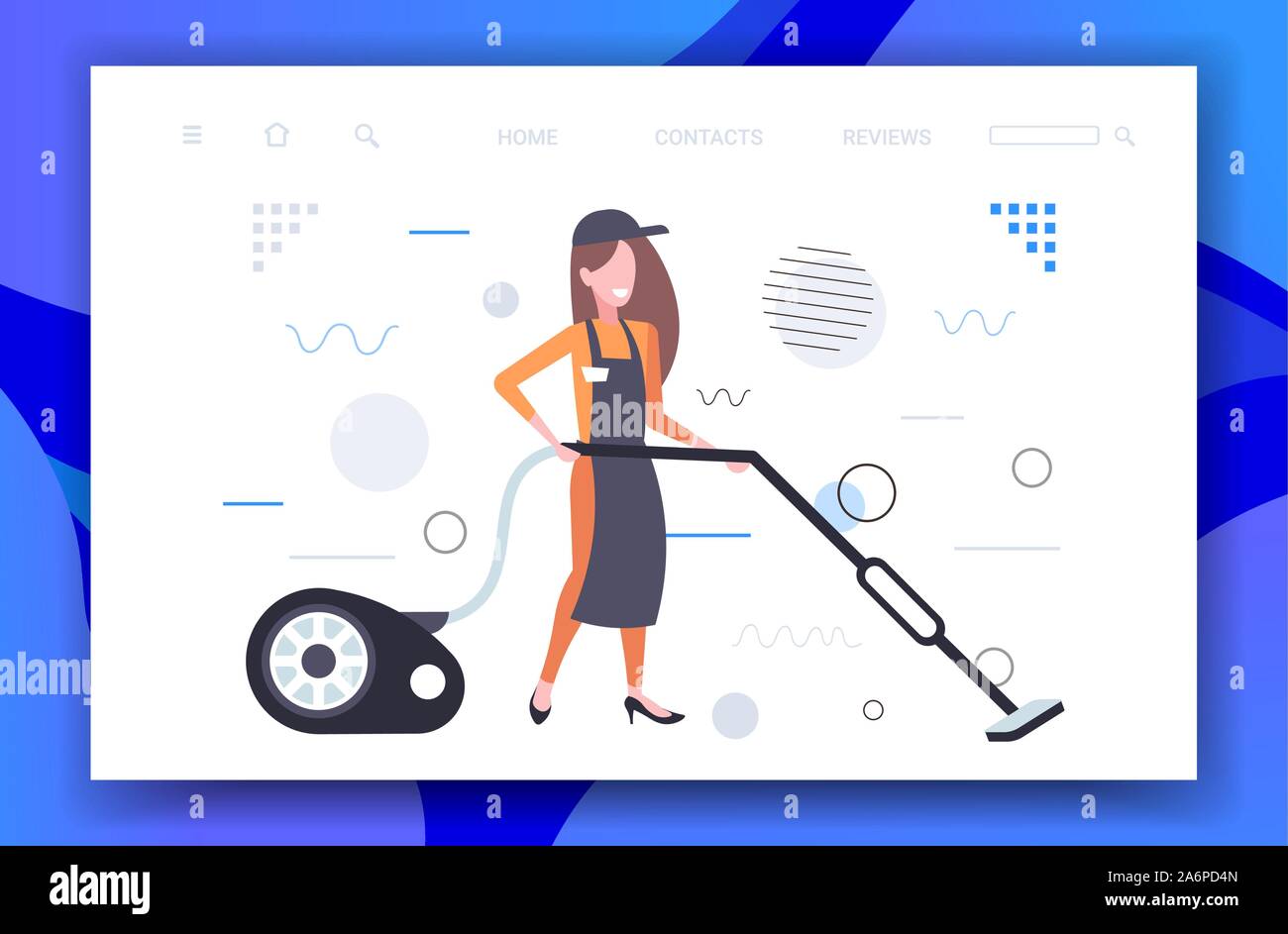 woman using vacuum cleaner female janitor in uniform vacuuming doing ...