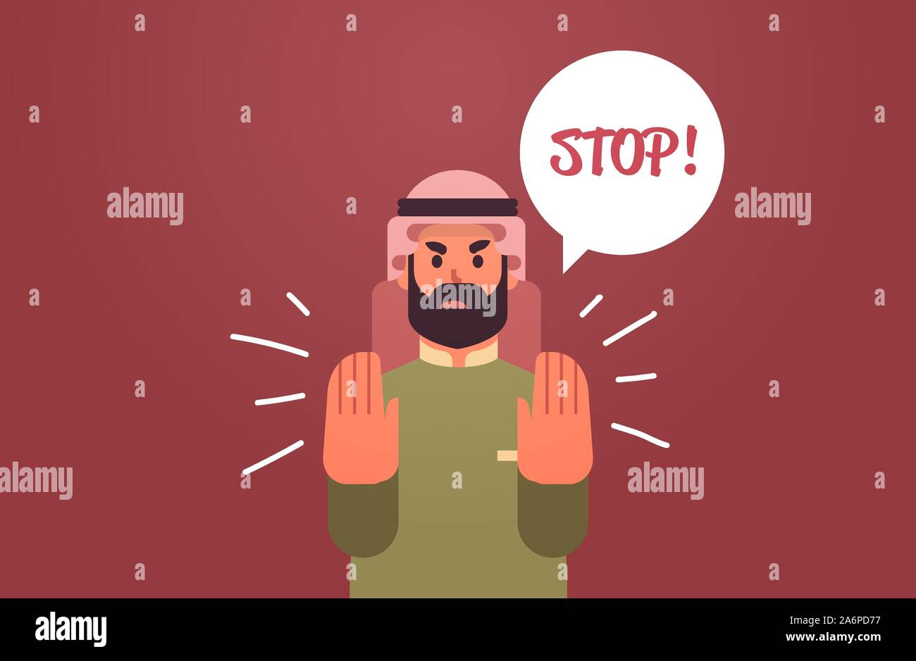 angry arab man saying STOP speech balloon with scream exclamation ...