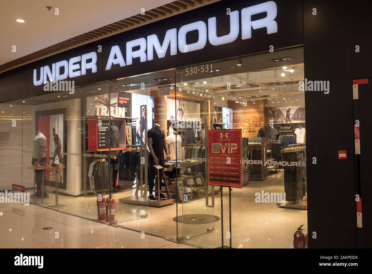 Luxury clothing and sport shoes on special sale in UNDER ARMOUR shop in  chinese shopping mall : China, 17 june 2019 Stock Photo - Alamy