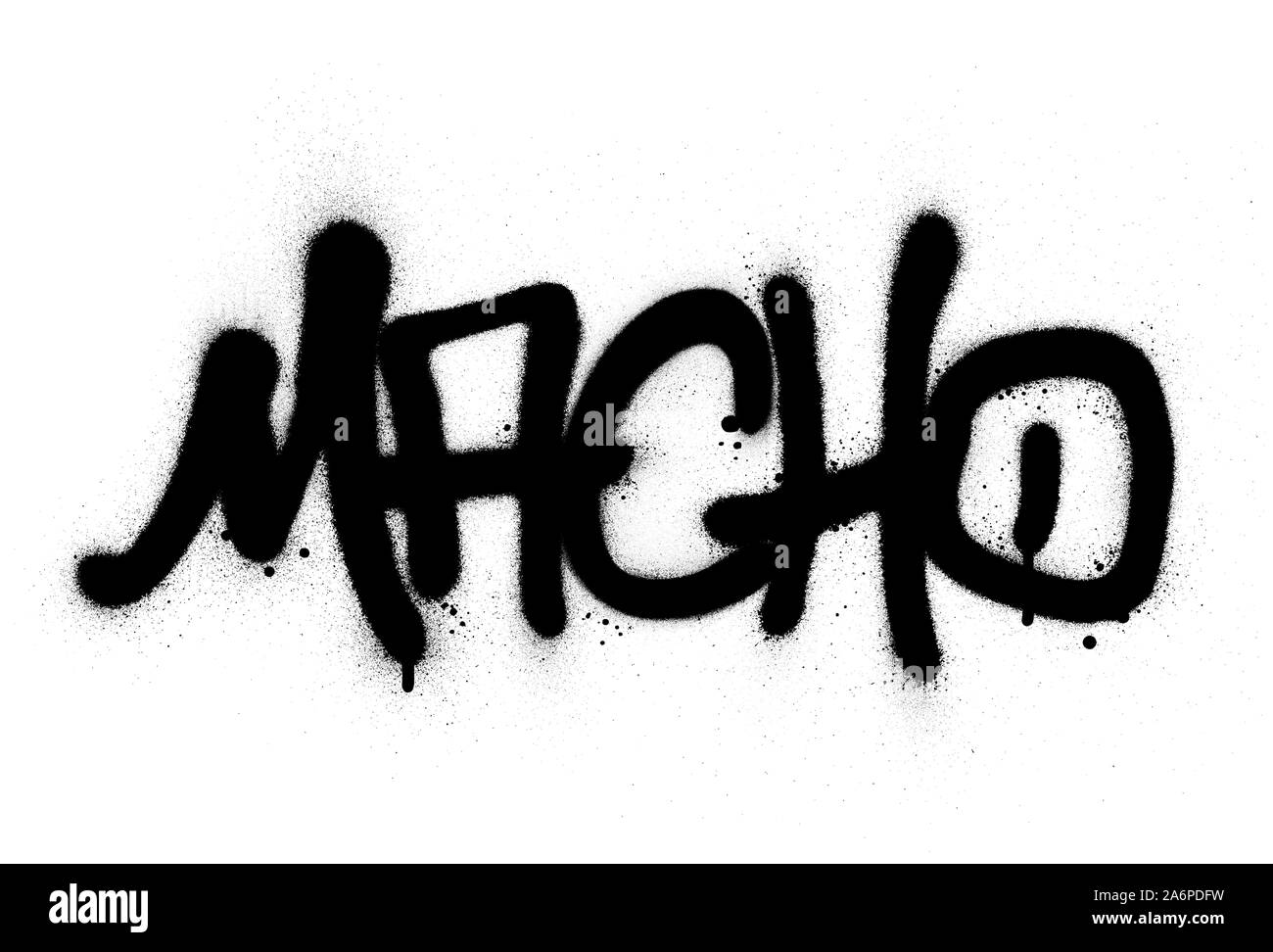 graffiti macho word sprayed in black over white Stock Vector