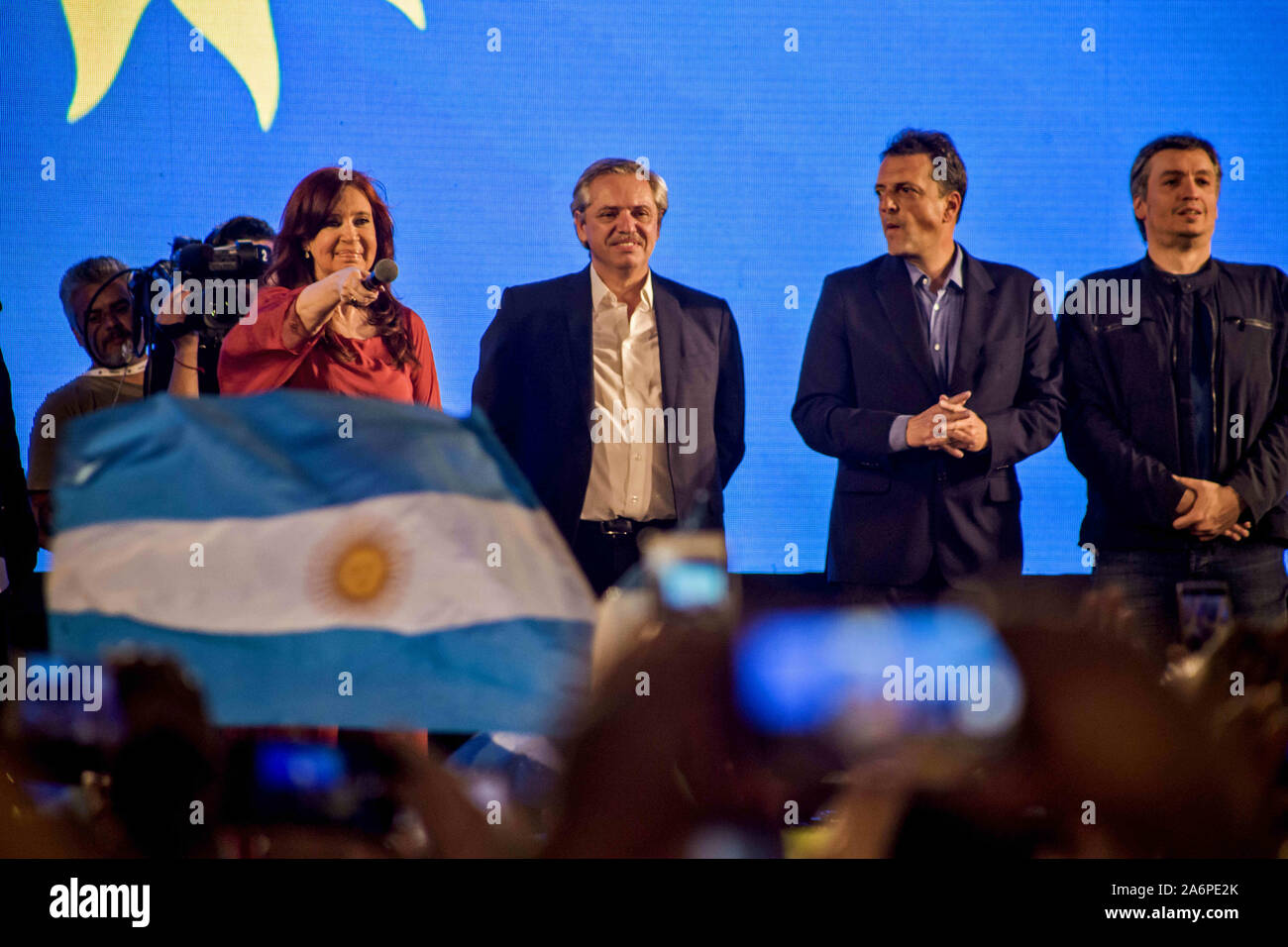 Buenos Aires, Federal Capital, Argentina. 27th Oct, 2019. Elections 2019: Alberto FernÃ¡ndez beat Macri in the first round and Kirchnerism returns to power.The President cut differences in relation to the primary elections (PASO), but did not reach him to go to ballot. This Monday he receives his winner to start the transition. Cristina will be the vice and will have control of the Senate. Credit: Roberto Almeida Aveledo/ZUMA Wire/Alamy Live News Stock Photo