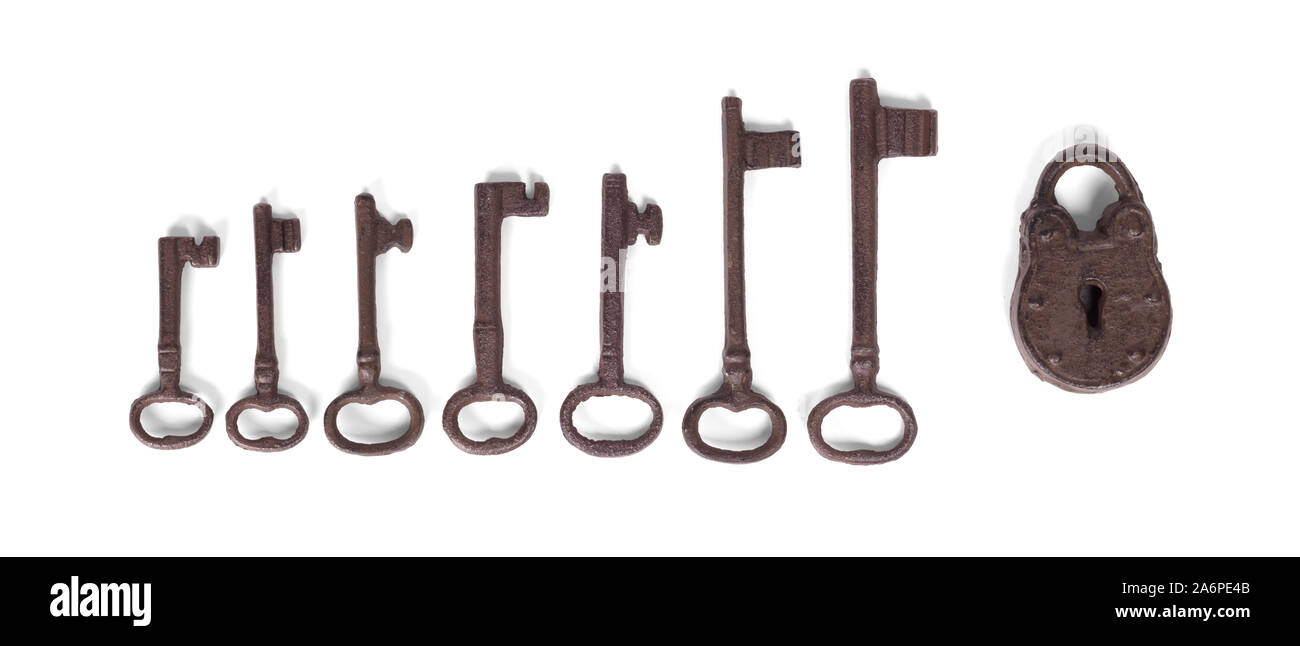 Rusty old lock isolated on white background Stock Photo - Alamy