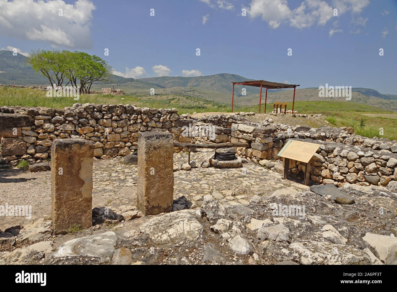 Tel Hazor (also Hatzor, Tell el-Qedah‎), is an archaeological tell at the site of ancient Hazor, located in Israel, Upper Galilee. In the Middle Bronz Stock Photo