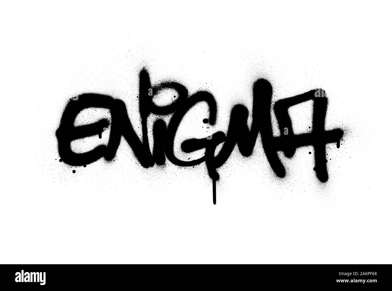 graffiti enigma word sprayed in black over white Stock Vector