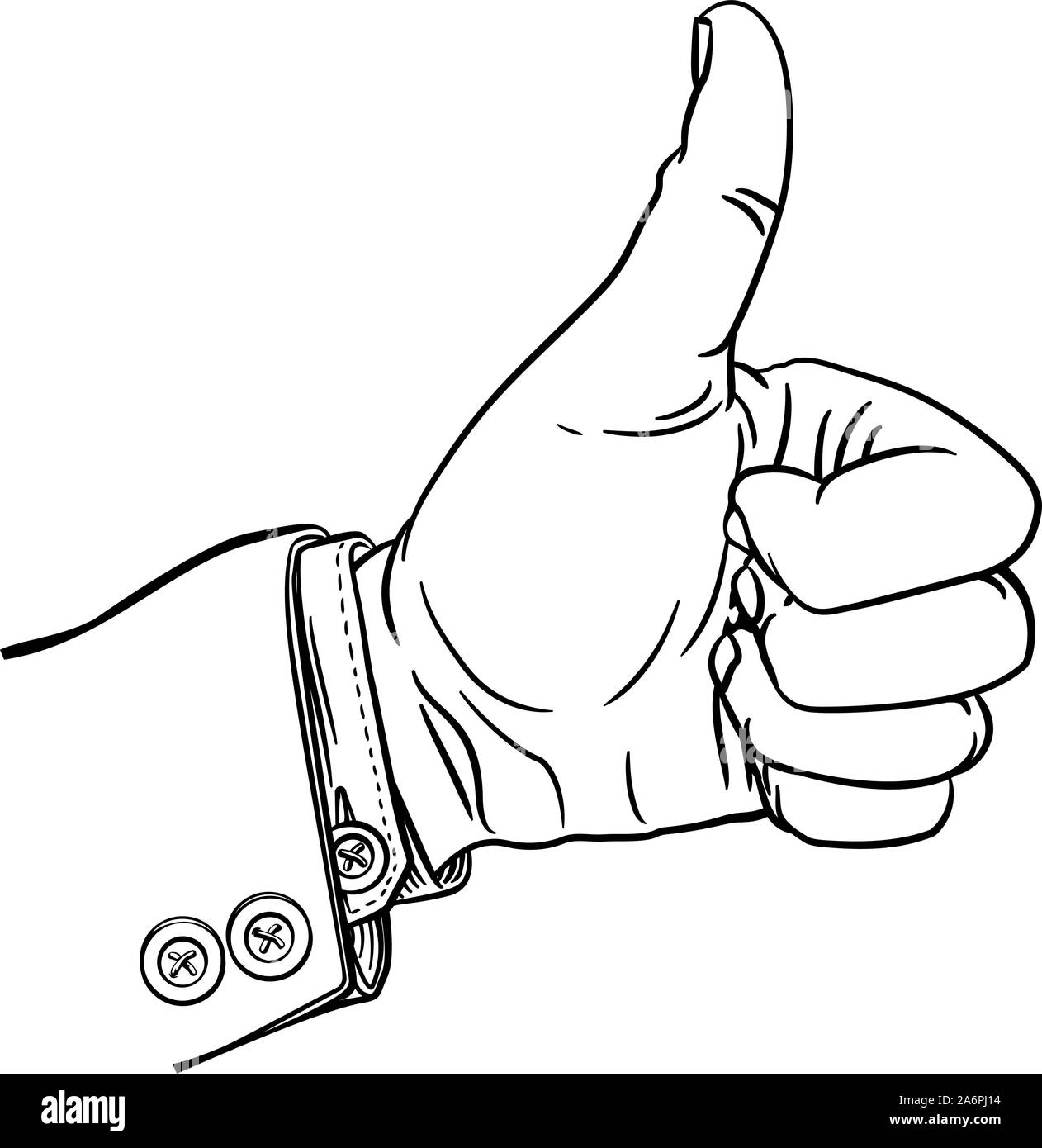 Hand Thumbs Up Gesture Thumb Out Fingers In Fist Stock Vector