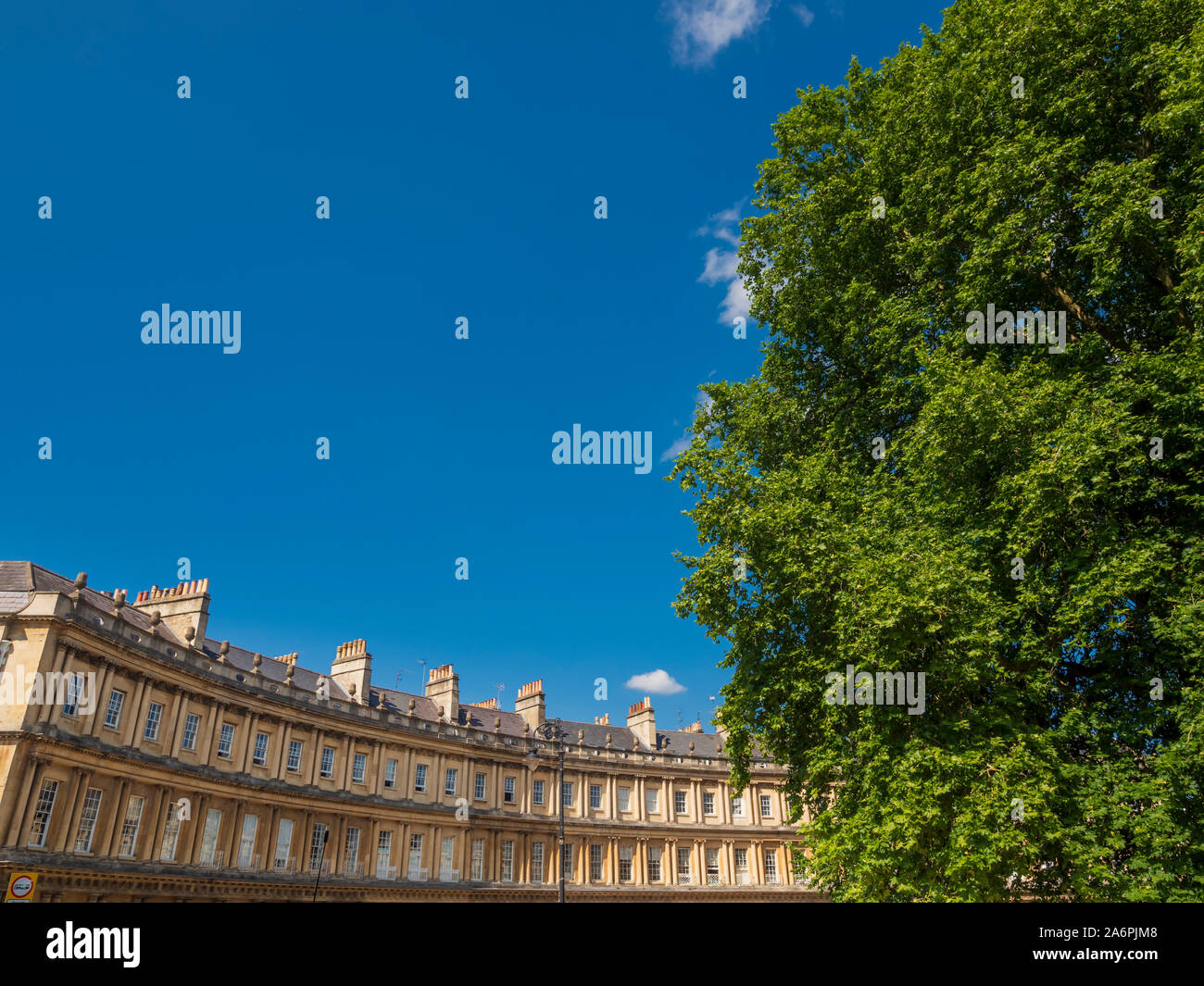 The Circus is a historic street of large townhouses in the city of Bath, forming a circle with three entrances. Designed by the architect John Wood. Stock Photo