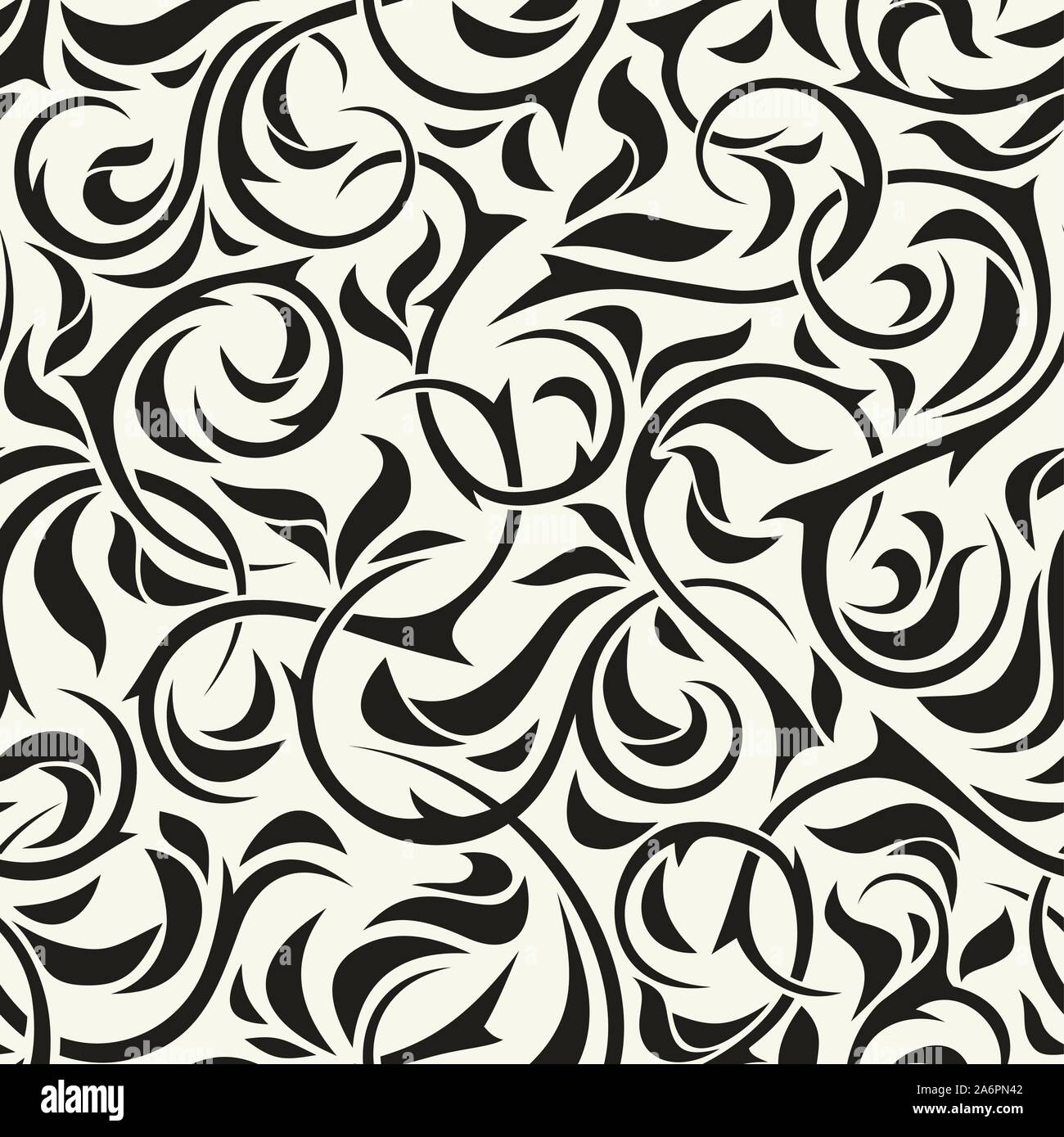 Vector seamless black and white floral pattern Stock Vector Image & Art ...