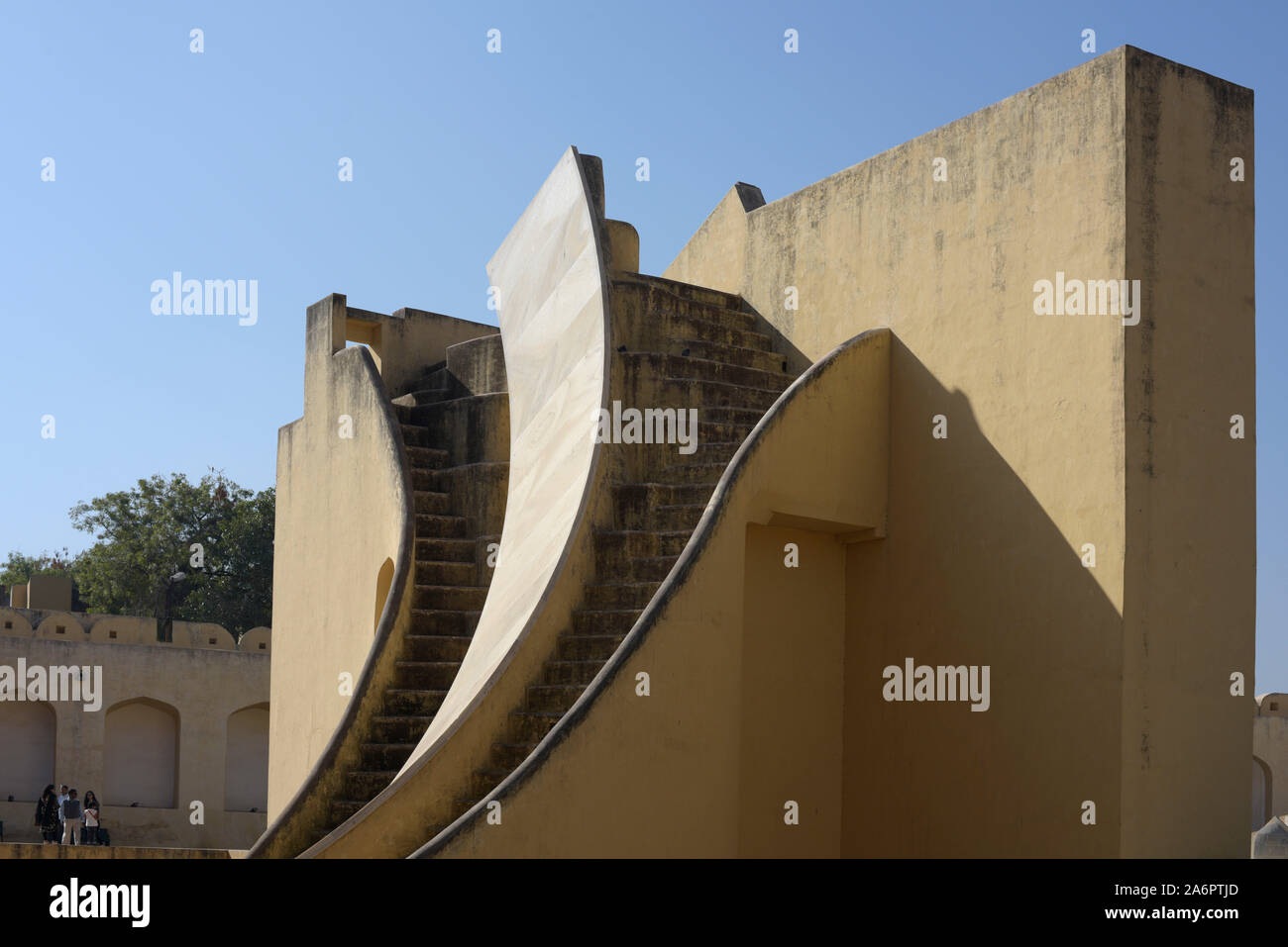 The Jantar Mantar is a collection of nineteen architectural astronomical instruments built by the Kachwaha Rajput king Sawai Jai Singh II, the founder Stock Photo