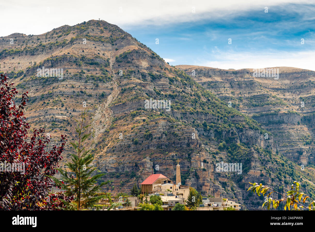 High Mountain Landscape In Lebanon At Summer The Image Captured From Okaibeh Village And You Can See The Old Houses And Churches Stock Photo Alamy