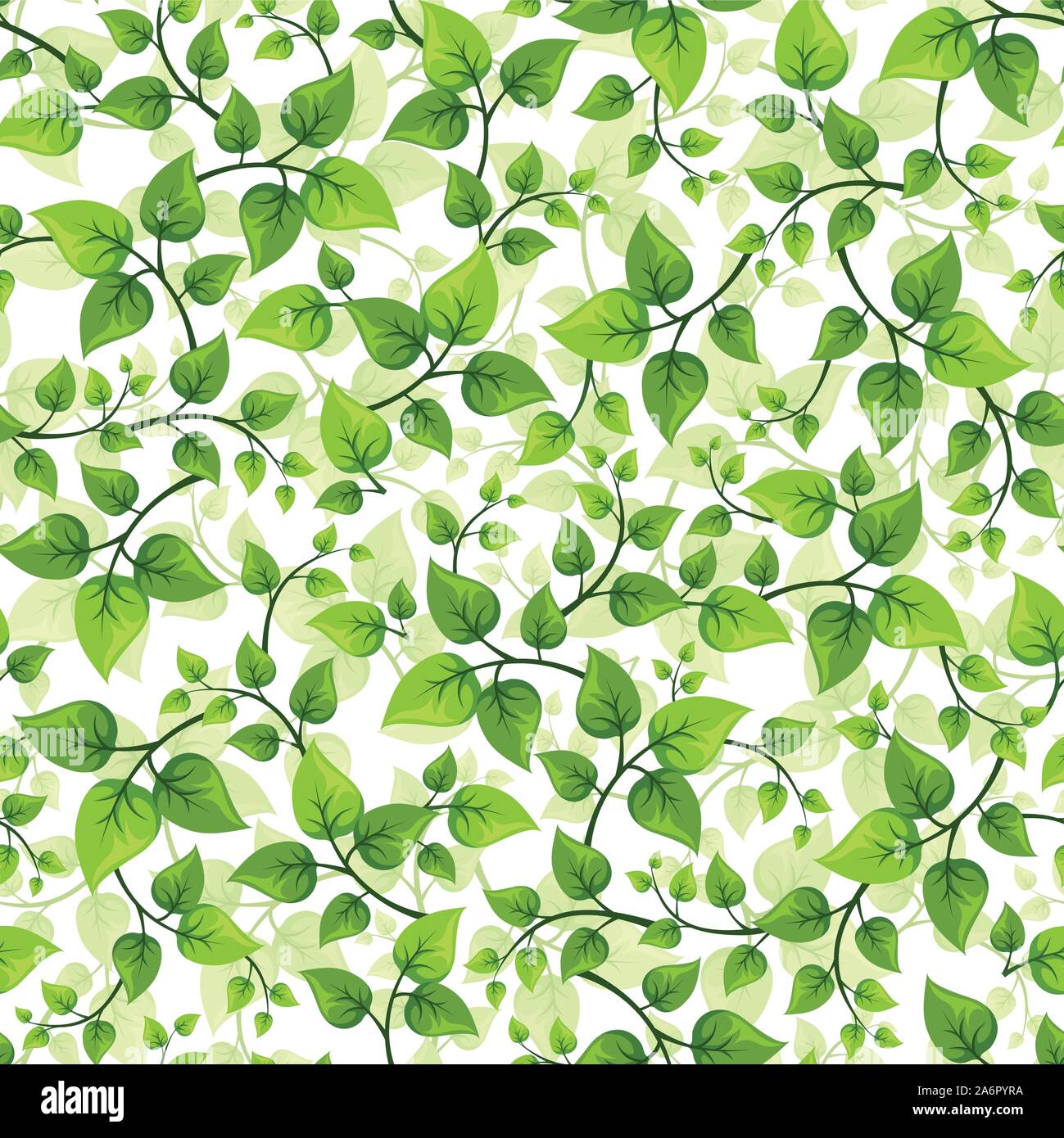 Vector seamless background with branches with green leaves Stock Vector ...