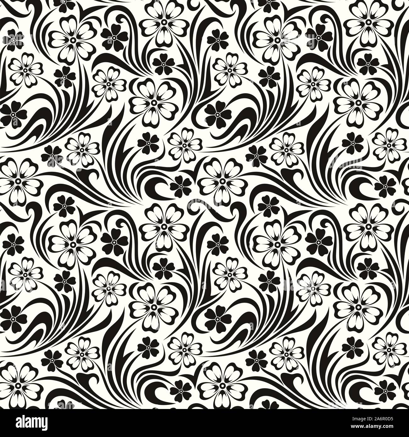 Vector seamless black and white floral pattern Stock Vector Image & Art ...