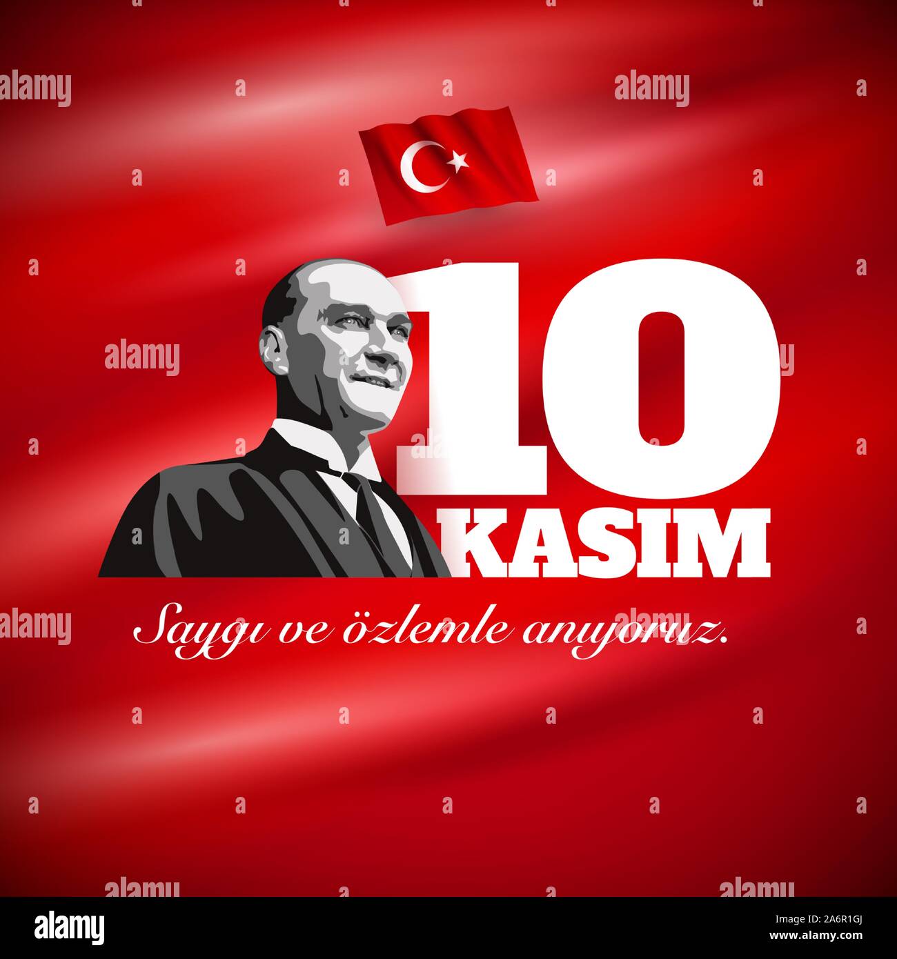 Turkish republic founder Mustafa Kemal Ataturk’s Death Day anniversary. November 10,  Memorial day of Ataturk. Vector design template. Stock Vector