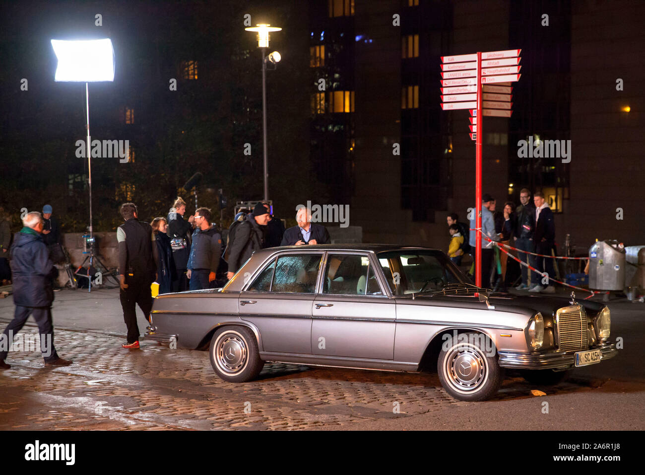 filmset for the TV crime series Tatort, leading actor Dietmar Baer as Commissioner Freddy Schenk, Cologne, Germany.  Dreharbeiten zu einem Koelner Ta Stock Photo
