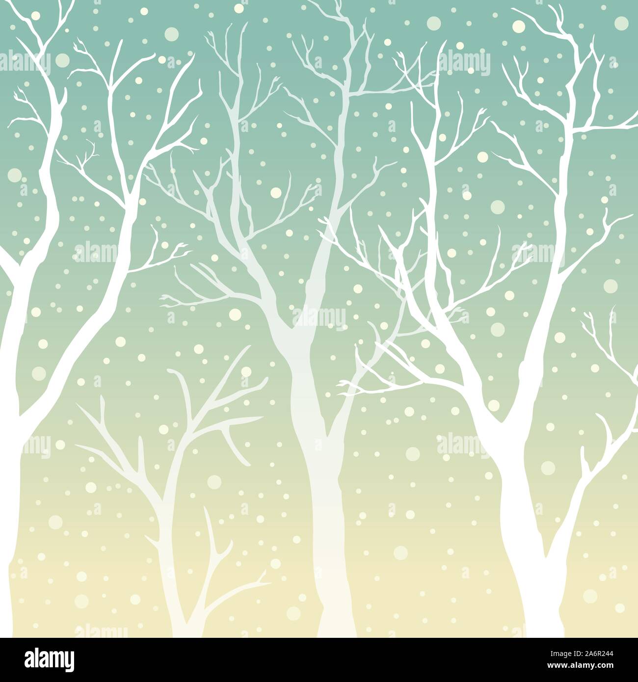 Trees with no leaves. Continuous Pattern. Partly Seamless. Vector Illustration Stock Vector