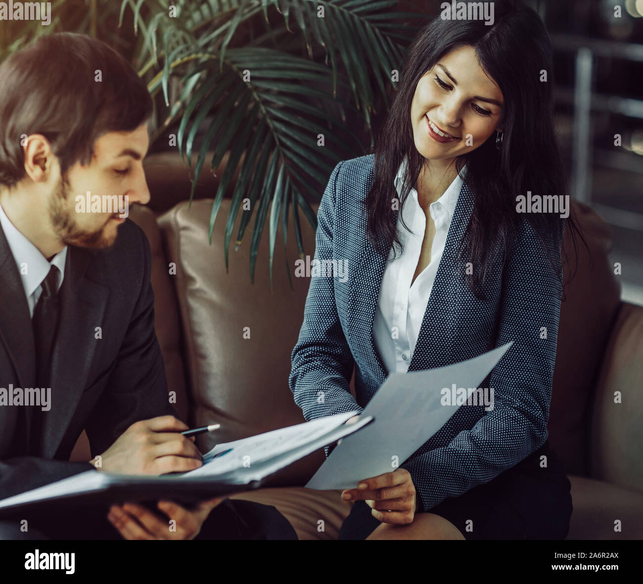 Businessman And Businesswoman Meeting in the Modern Office Stock Photo ...