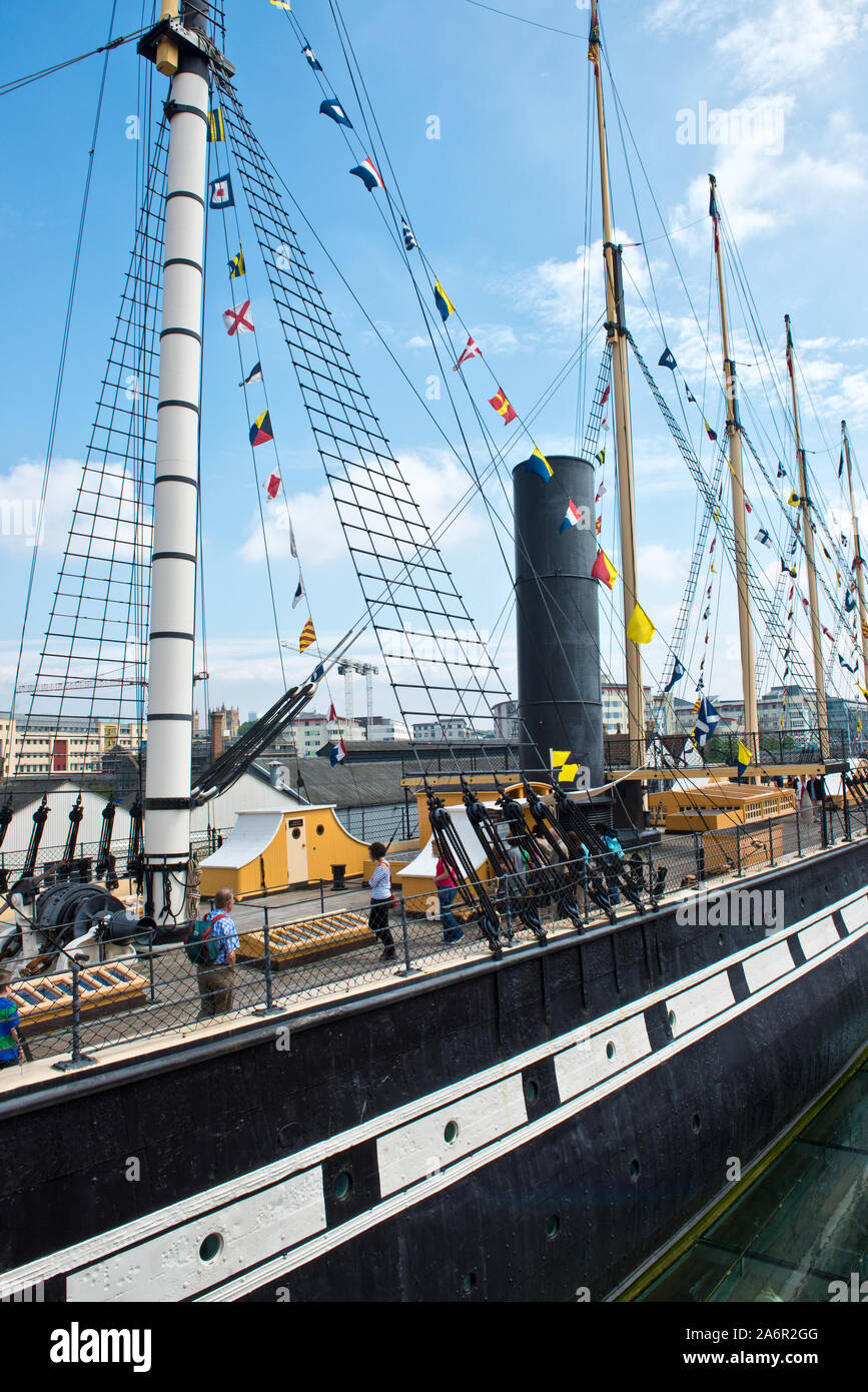 Visitors on the deck of SS Great Britain steamship museum Stock Photo
