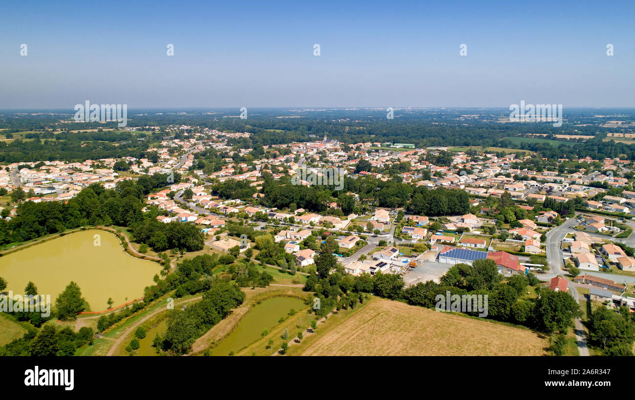 Aerial view of Nesmy village in Vendee Stock Photo