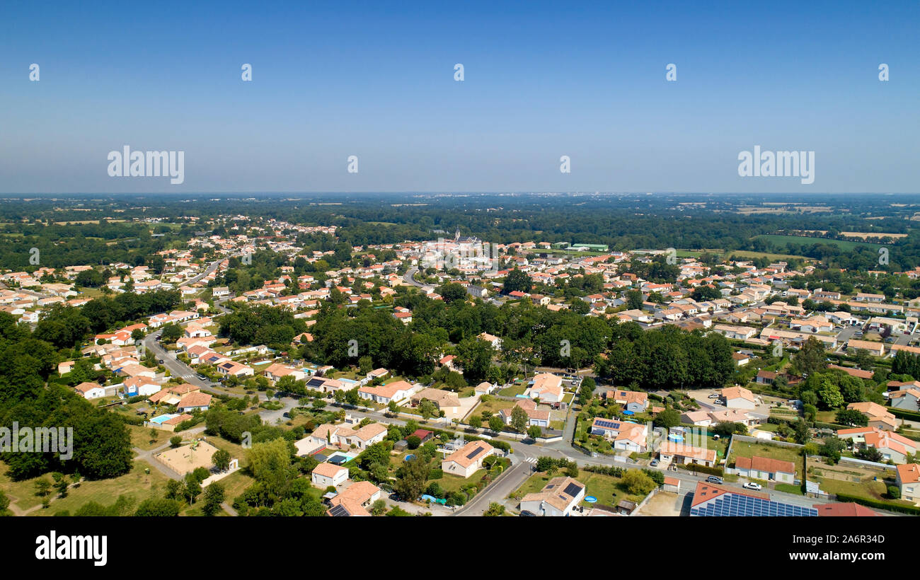 Aerial view of Nesmy village in Vendee Stock Photo