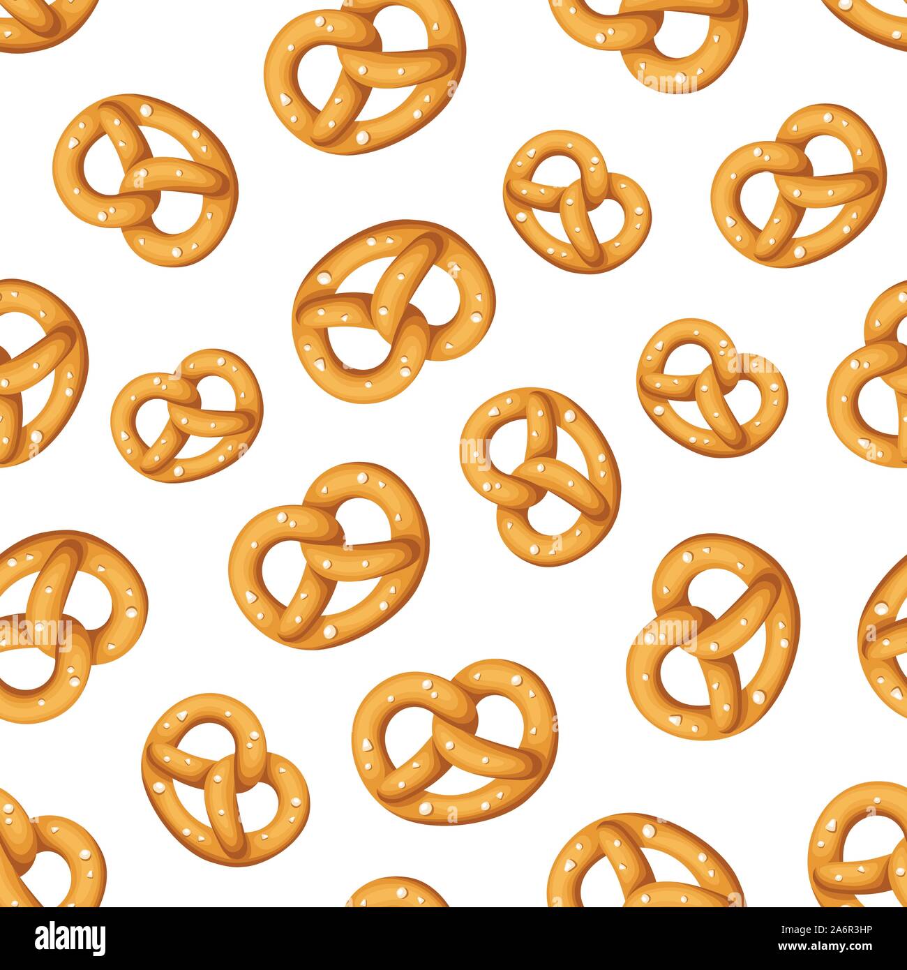 Vector seamless pattern with pretzels on a white background. Stock Vector