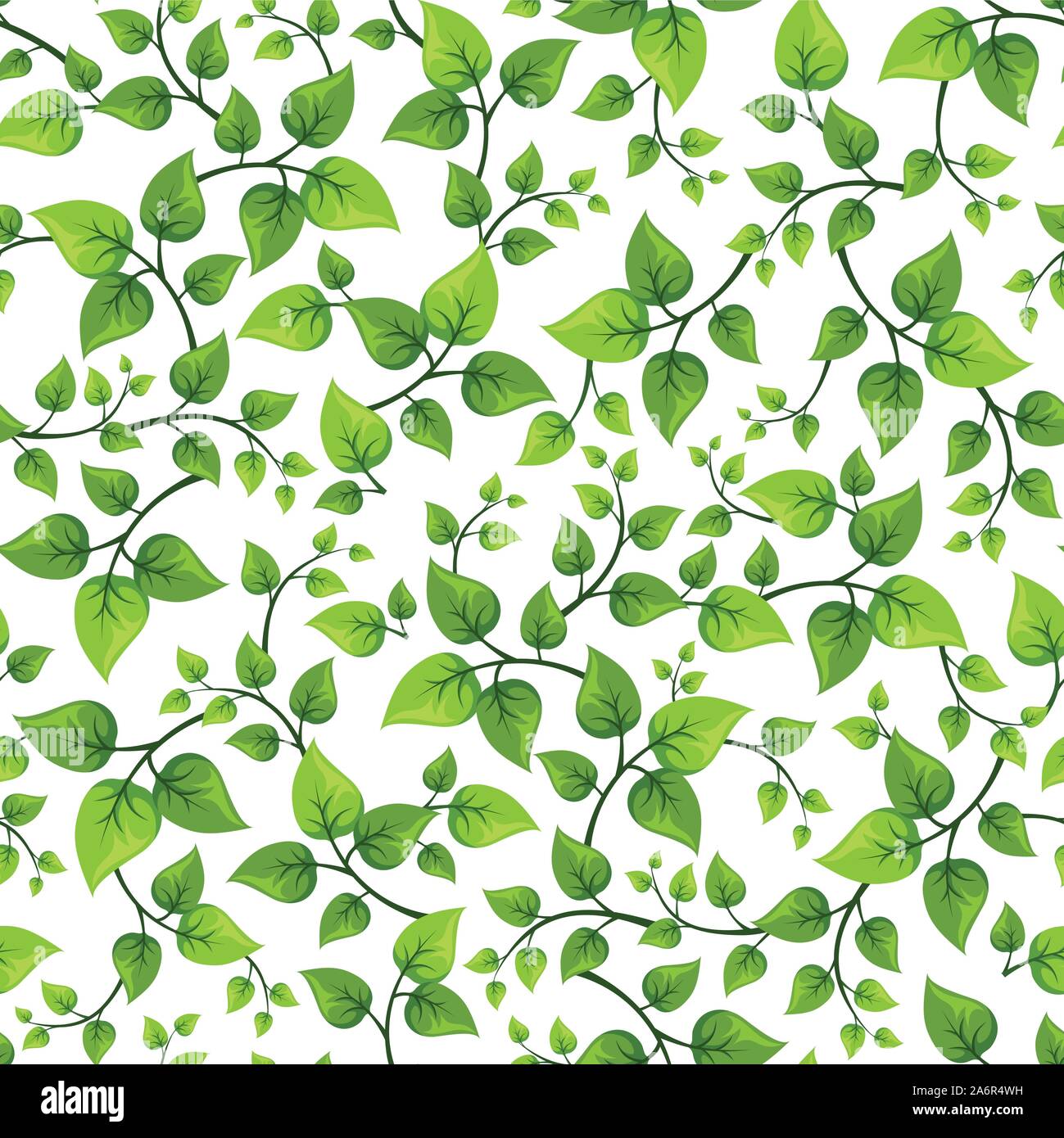 Vector seamless background with branches with green leaves Stock Vector ...
