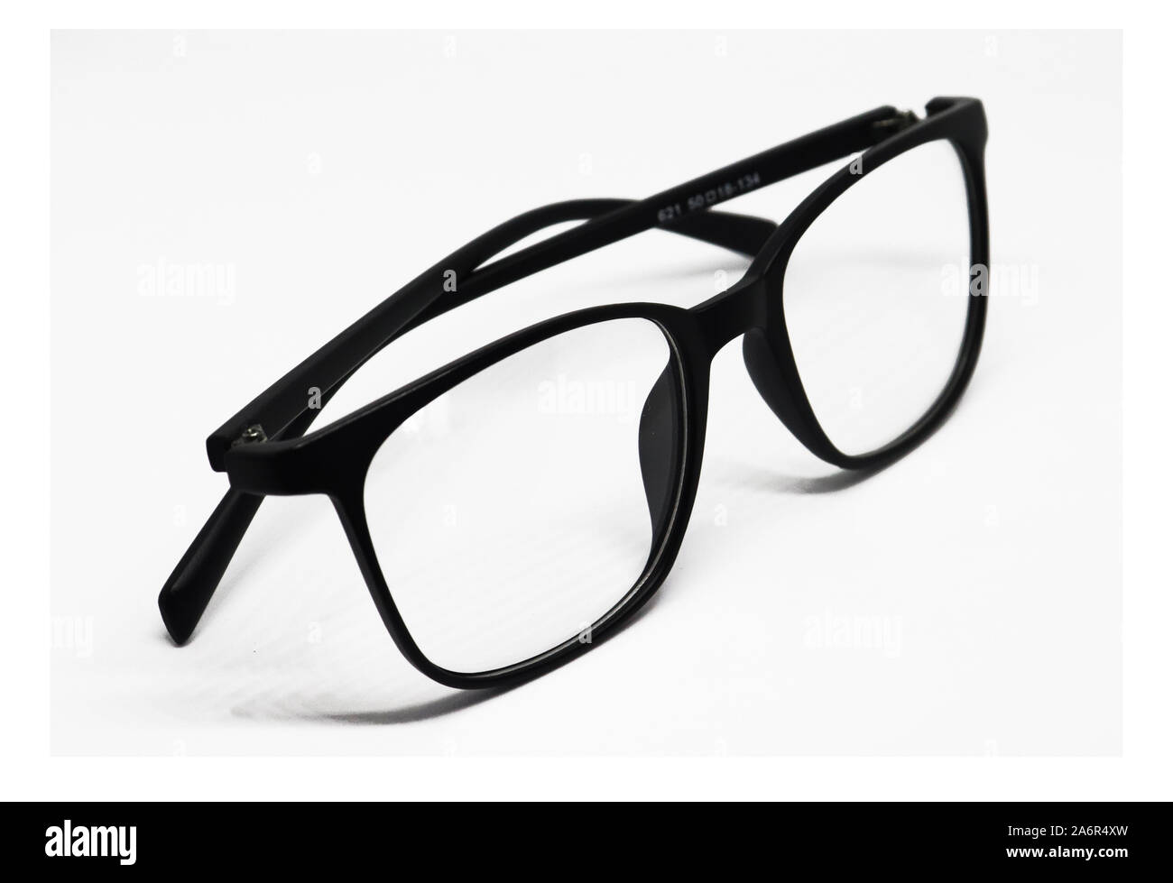 Stylish Black frame glasses isolated on white background Stock