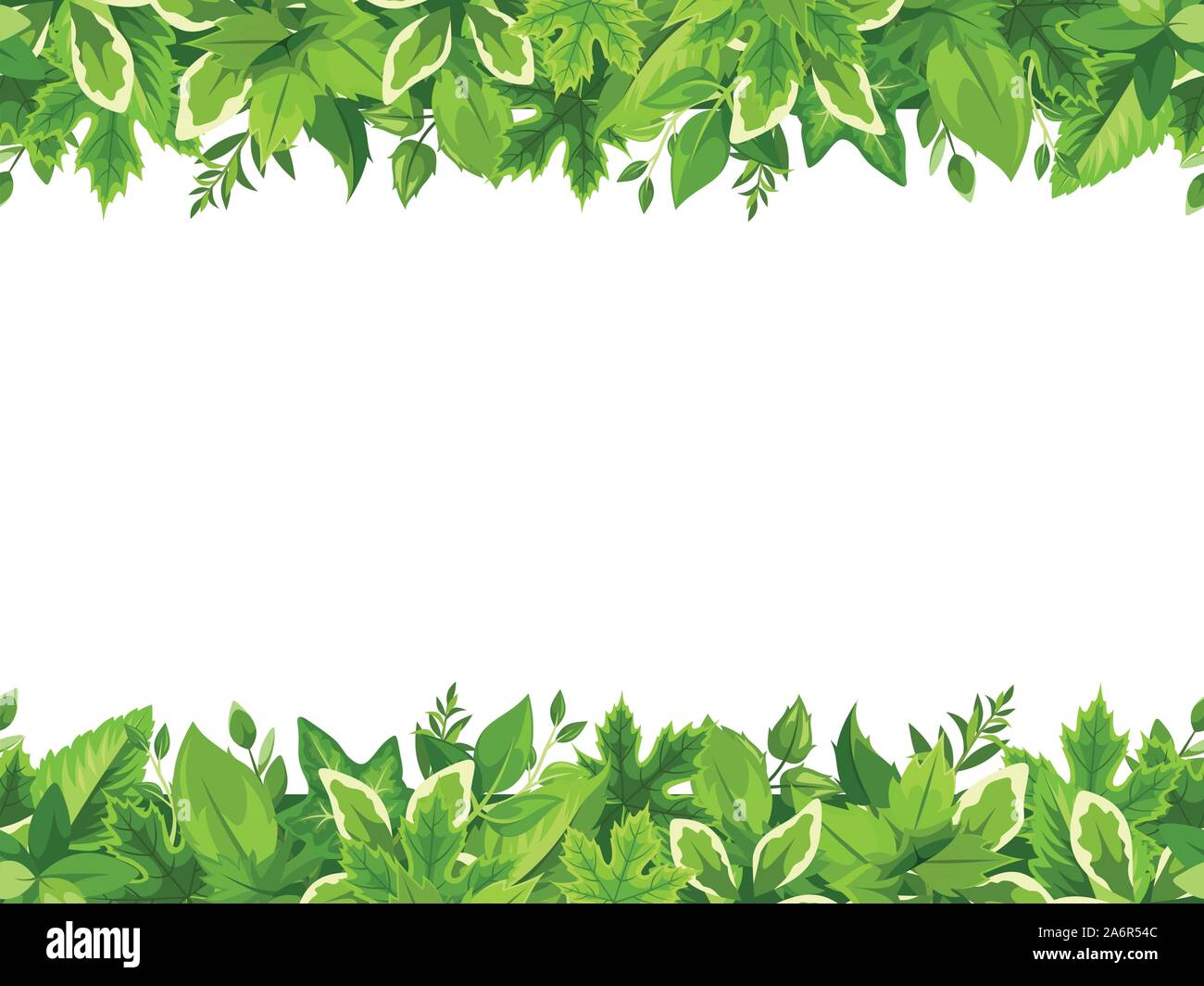 Vector horizontal seamless background with green leaves Stock Vector ...