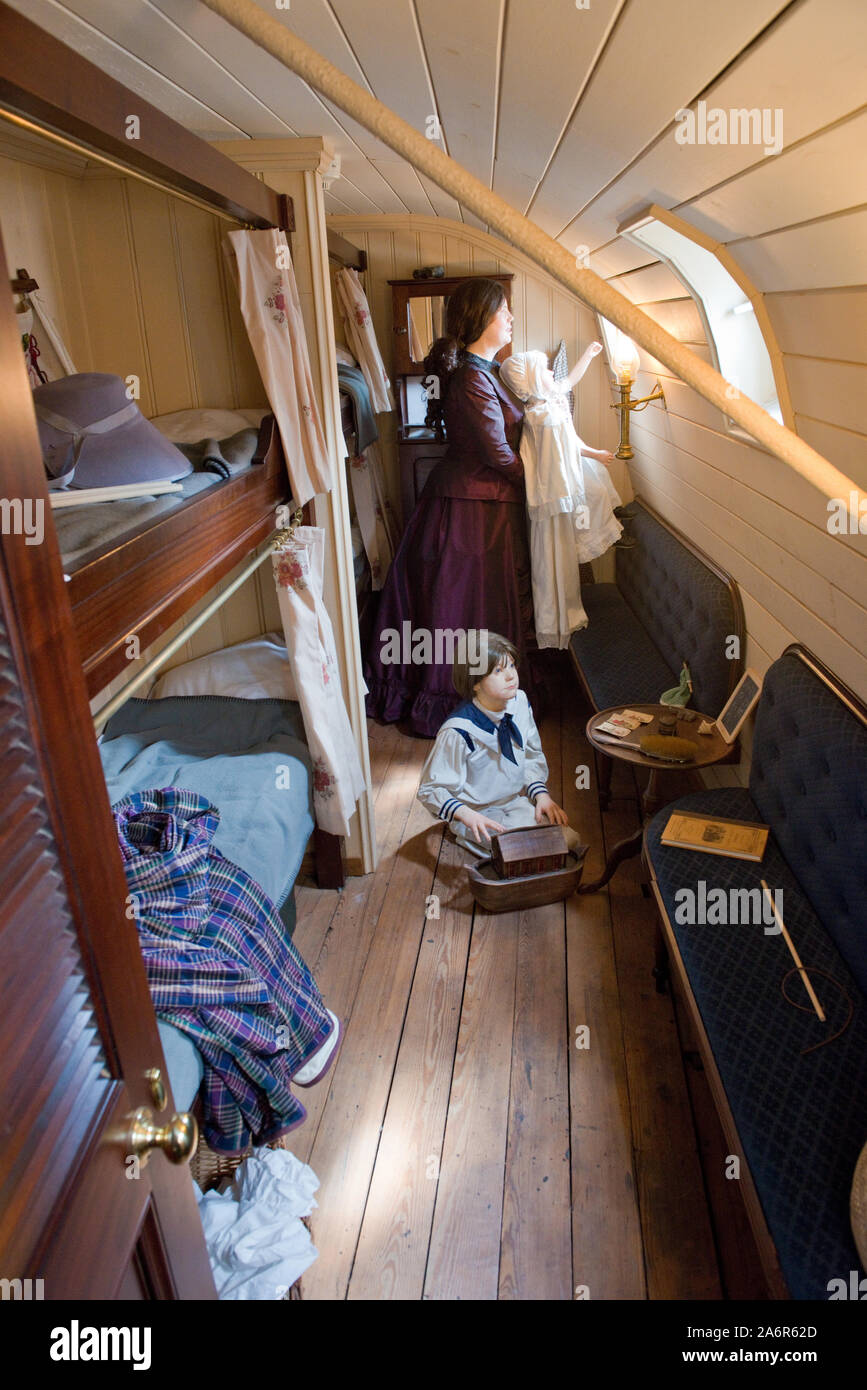 Interior of passenger cabin on SS Great Britain steamship museum. Bristol, England. Stock Photo