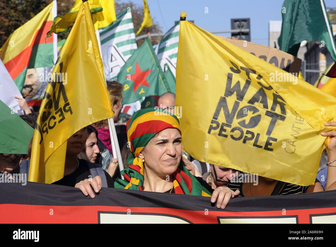 Milan (Italy), 26 October 2019, demonstration in support of the Kurdish people Stock Photo