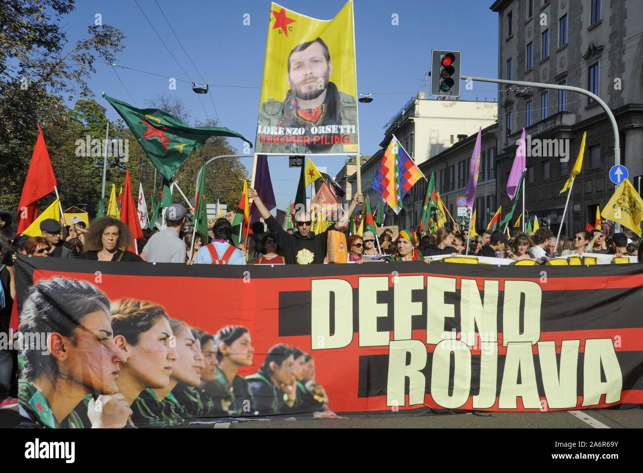 Milan (Italy), 26 October 2019, demonstration in support of the Kurdish people Stock Photo