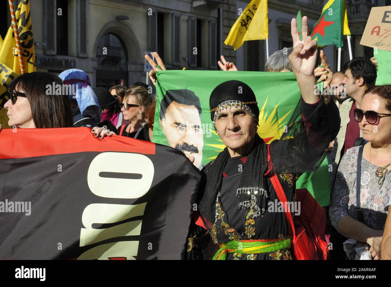 Milan (Italy), 26 October 2019, demonstration in support of the Kurdish people Stock Photo