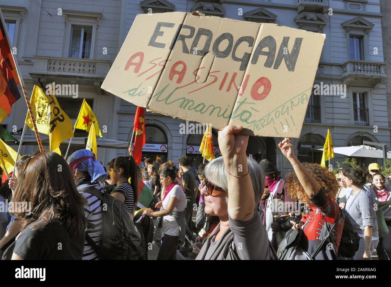 Milan (Italy), 26 October 2019, demonstration in support of the Kurdish people Stock Photo