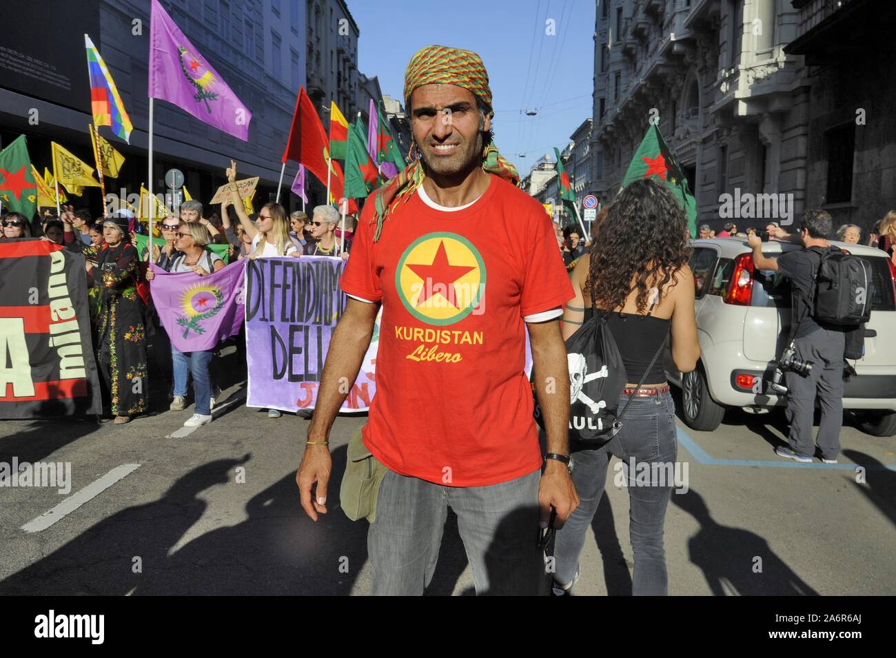 Milan (Italy), 26 October 2019, demonstration in support of the Kurdish people Stock Photo