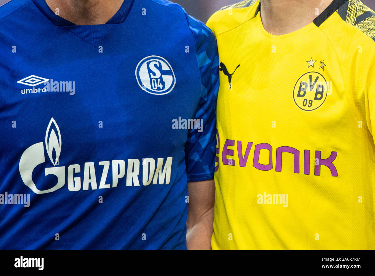 Jerseys of both clubs next to each other, Feature, general, Random motive,  Soccer 1. Bundesliga, 9. matchday, FC Schalke 04 (GE) - Borussia Dortmund  (DO) 0: 0, on 26.10.2019 in Gelsenkirchen / Germany. ¬ | usage worldwide  Stock Photo - Alamy