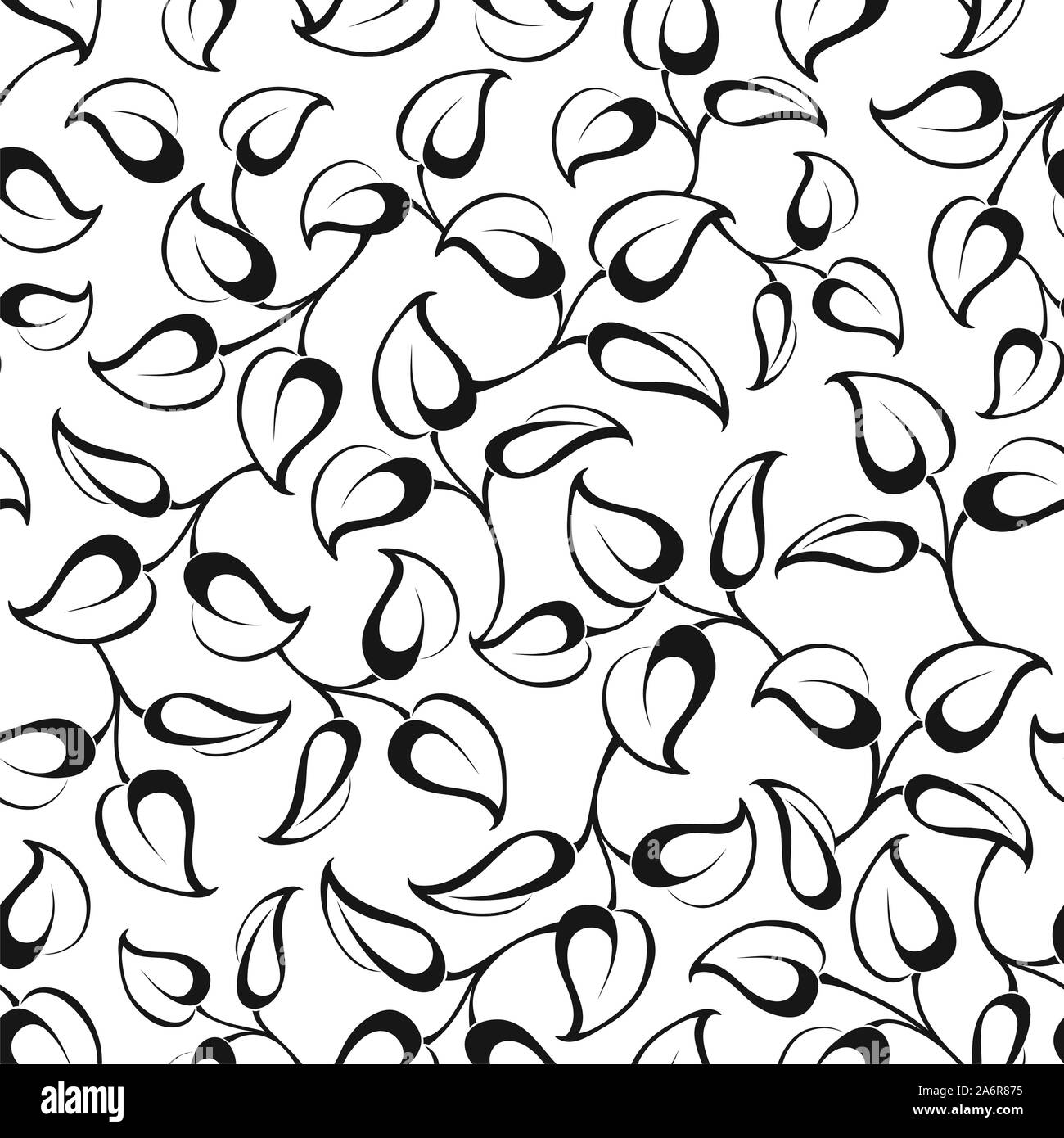 Vector seamless black and white floral pattern with leaves Stock Vector ...