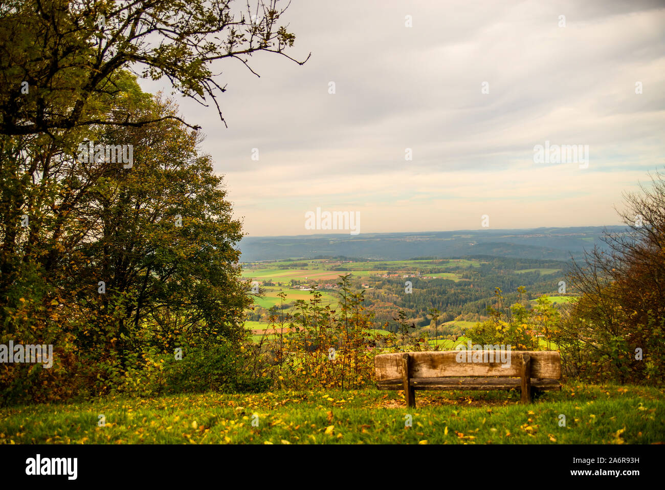 Panoramic view of the hill Hohenstaufen to the north of Germany Stock Photo