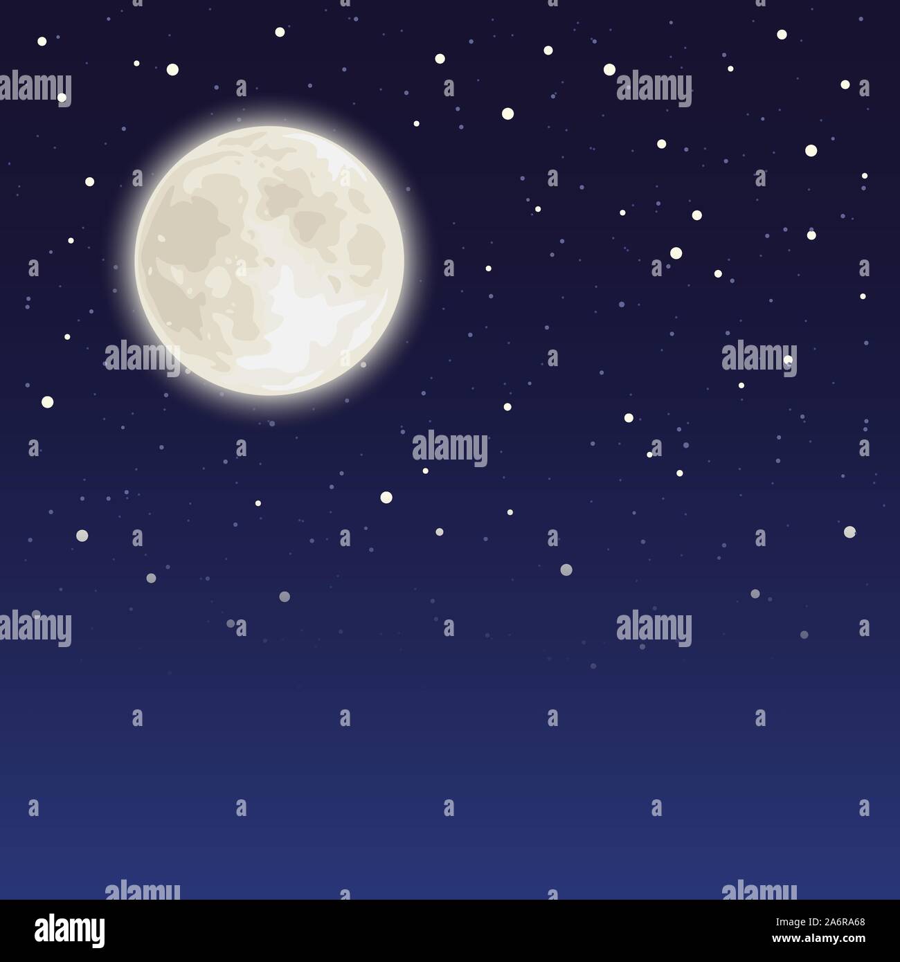 Vector background with full moon and stars in a night sky Stock Vector ...