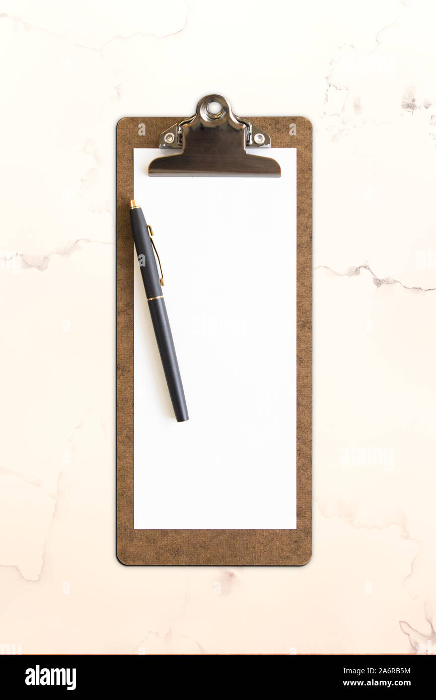 clipboard mock up on marble background Stock Photo