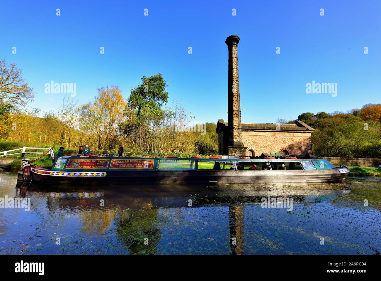 Birdswood Narrow boat trip on the Cromford Canal,Derbyshire,England,UK Stock Photo