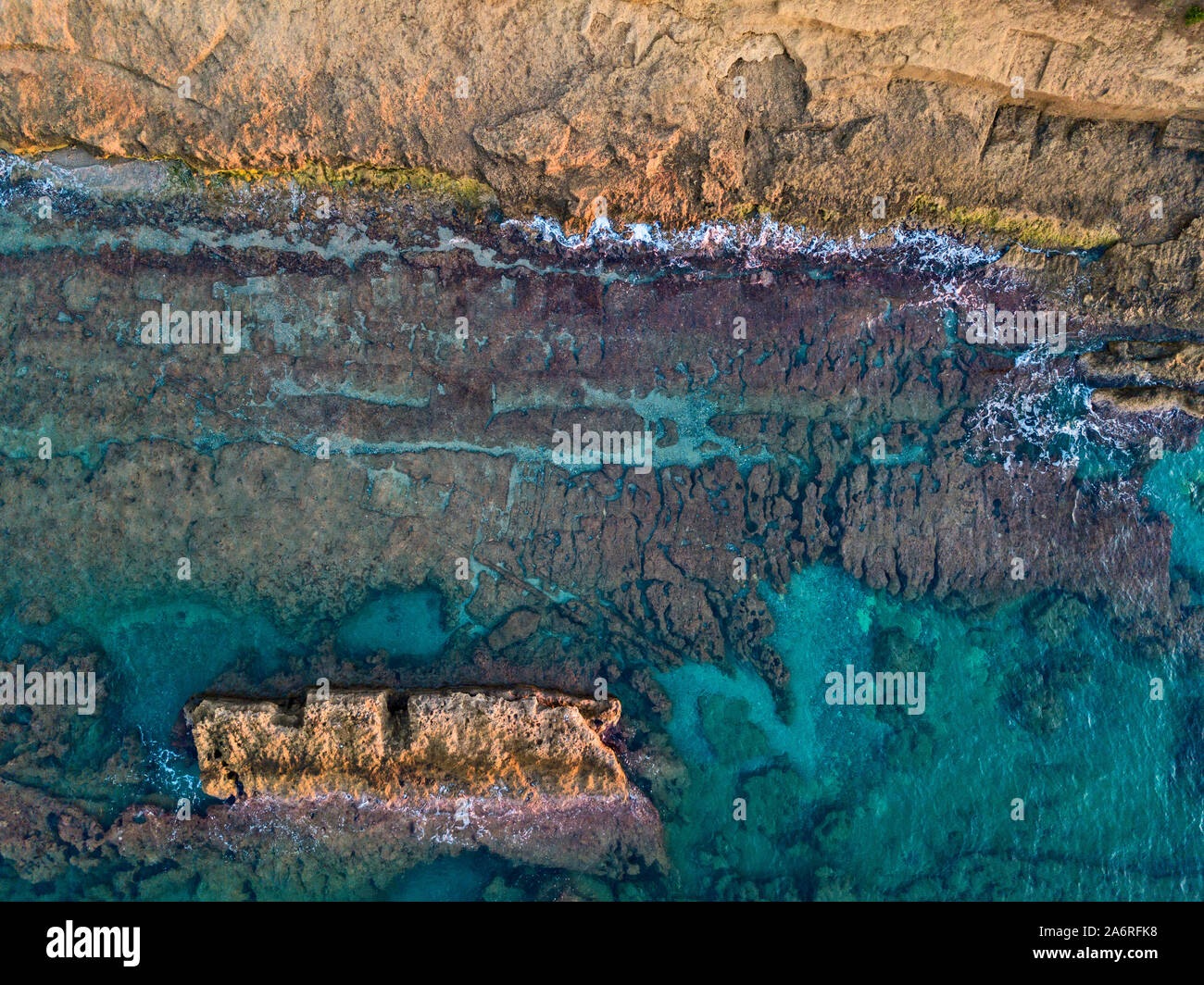 Aerial view of rocks in the sea. Overview of the seabed seen from above ...